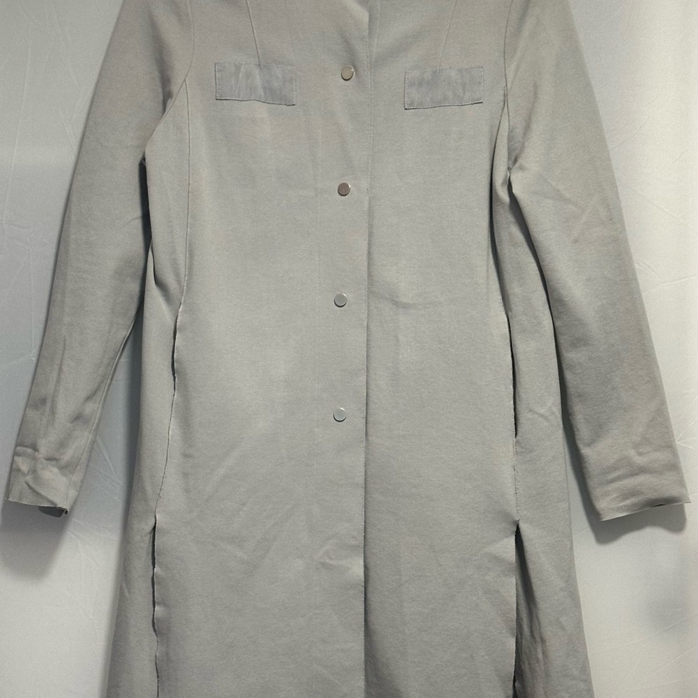 Gray Button-Up Long Jacket - Picture 2 of 7